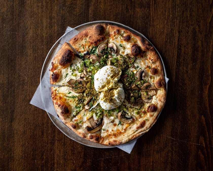 Brunch Grilled Breakfast Pizza.