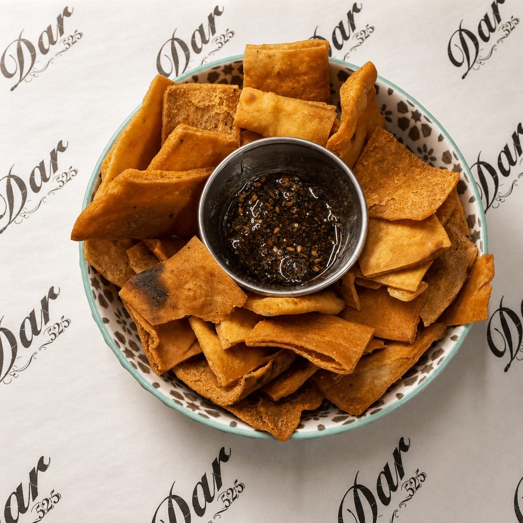 Fresh Pita Chips with Zaatar Moroccan Honey.